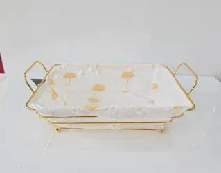 Хлібниця металева з текстильним вкладишем, 29×19×10 см