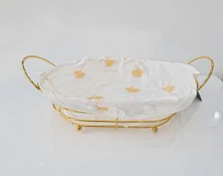 Хлібниця металева з текстильним вкладишем, 31×20×9,5 см